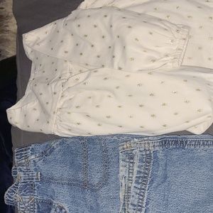 2 pcs Blue Jeans and Long Sleeve White Top,  pants- 24M Carters, Top 3T Old Navy